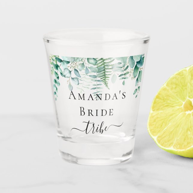 Vaso De Chupito Novia tribu eucalipto vegetación helechos bosque (Anverso)