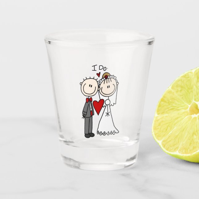 Vaso De Chupito Novia y Groom Stick Figures Boda (Anverso)