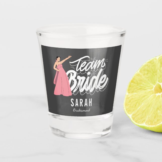 Vaso De Chupito Noviaria del partido de novias del equipo (Anverso)
