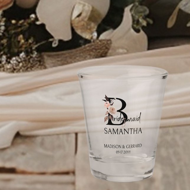 Vaso De Chupito Noviaria Neutral Floral Carta Bridal Party (Bridal party gift to personalize for your bridesmaid)
