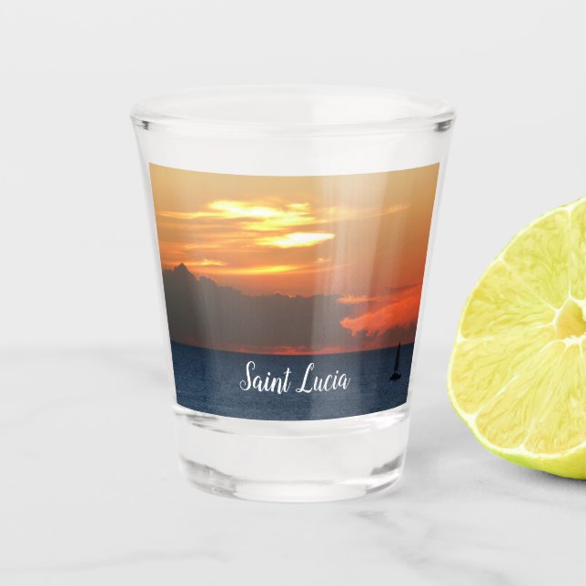 Vaso De Chupito Nubes de atardecer y navegación marítima (Anverso)