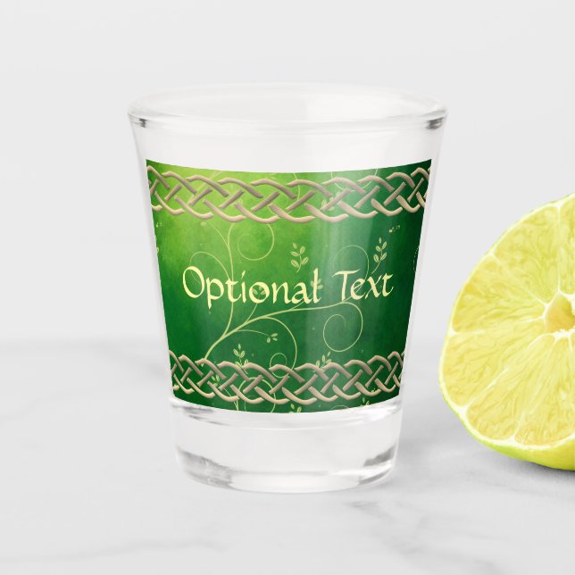 Vaso De Chupito Nudos y hojas verdes celtas (Anverso)