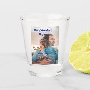 Vaso De Chupito Nuestra aventura comienza agregar foto de pareja a