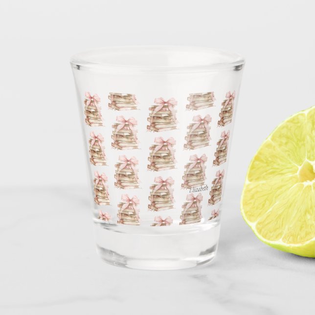 Vaso De Chupito Nuevo capítulo lazos rosados rayas (Anverso)