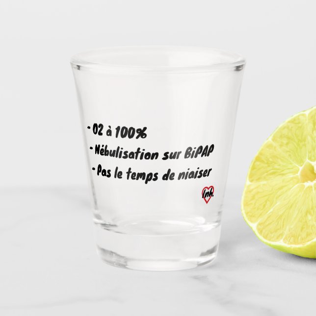 Vaso De Chupito O2 à 100% pas le temps de niaiser Verre à shot (Anverso)