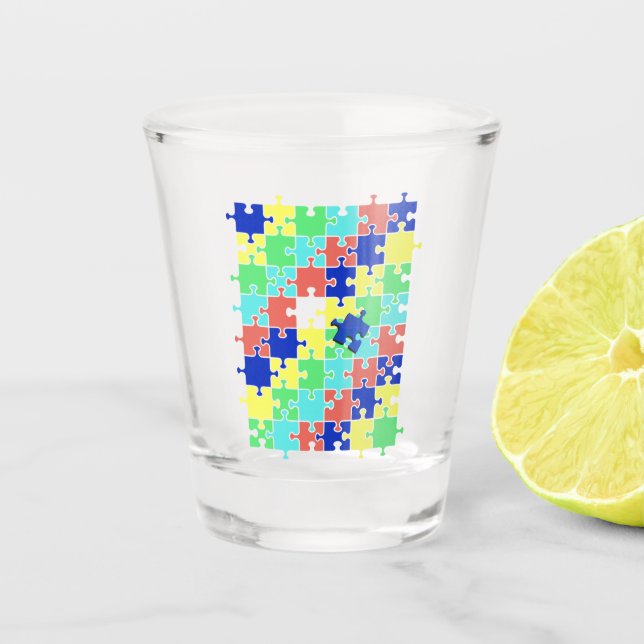 Vaso De Chupito Obra de sensibilización sobre autismo (Anverso)