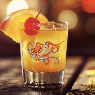Vaso De Chupito Octopus Naranja Mandala Blue
