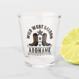 Vaso De Chupito Oeste de Cowboy Boots AÑADIR NOMBRE sheriff Spurs
