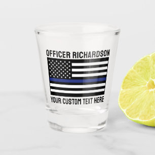 Vaso De Chupito Oficial de policía de la Línea Azul delgada Bander