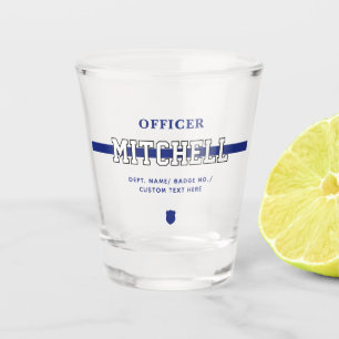 Vaso De Chupito Oficial de Policía Personalizado Línea Azul Delgad