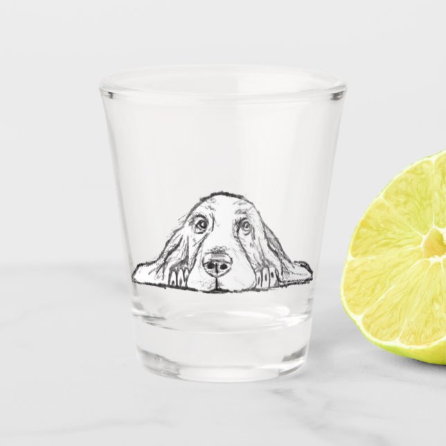 Vaso De Chupito ojos de perrito simple blanco negro (Anverso)