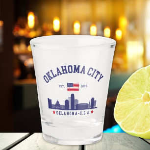 Vaso De Chupito Oklahoma City Flag & Skyline