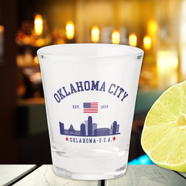 Vaso De Chupito Oklahoma City Flag & Skyline  (Subido por el creador)