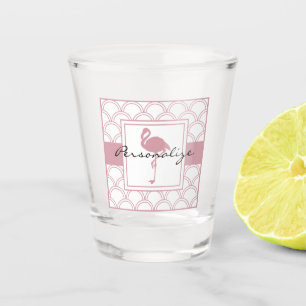 Vaso De Chupito Ola Art Deco Patrón Flamenco Rosa