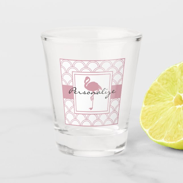 Vaso De Chupito Ola Art Deco Patrón Flamenco Rosa (Anverso)