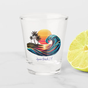 Vaso De Chupito Ola de surf Sunset Retro
