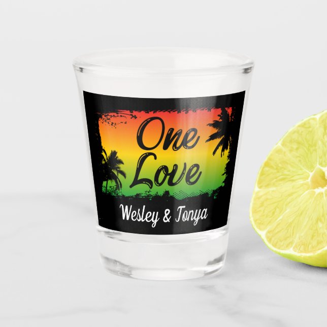 Vaso De Chupito One Love Caribbean Beach Wedding (Anverso)