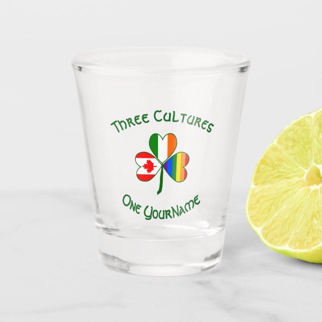 Vaso De Chupito Orgullo gay Bandera canadiense irlandesa Shamrock  (Anverso)