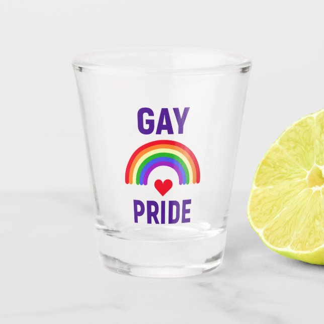Vaso De Chupito Orgullo gay| Corazón y arco iris (Anverso)
