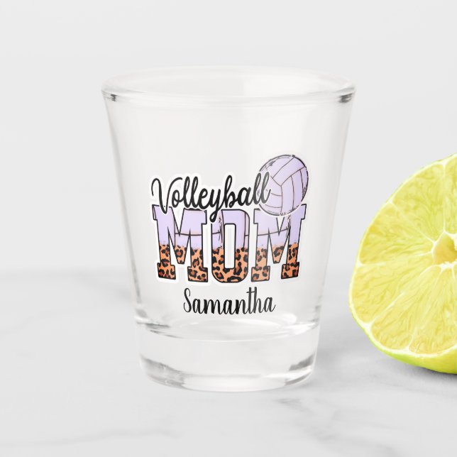 Vaso De Chupito Orgullosa Voleibol Mamá - Sirviendo Apoyo (Anverso)