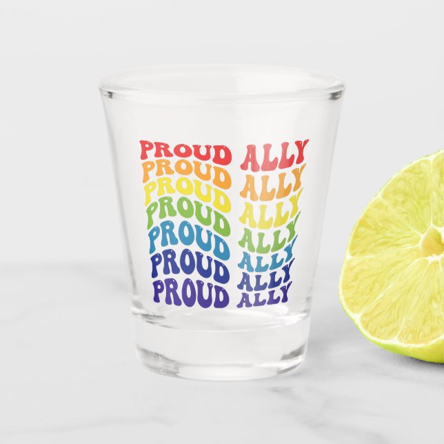 Vaso De Chupito Orgulloso Ally | LGBTQ | Orgullo gay | Arcoiris (Anverso)