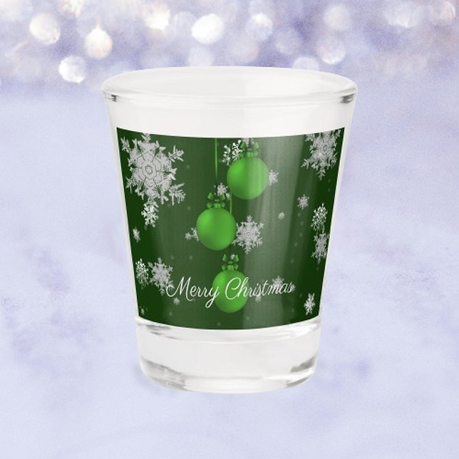 Vaso De Chupito Ornamentos verdes de Navidad (Green Christmas Ornaments Shot Glass)