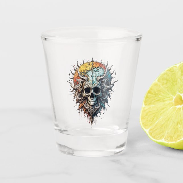 Vaso De Chupito Ornate Cosmic Skull Gothic Baroque Mandala  (Anverso)