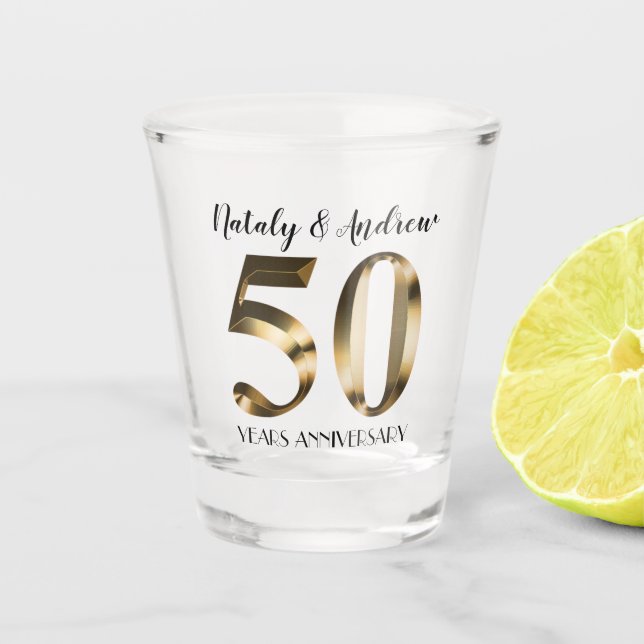 Vaso De Chupito Oro metálico 50 aniversario Boda (Anverso)