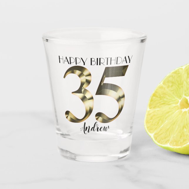 Vaso De Chupito Oro metálico de 35 años (Anverso)