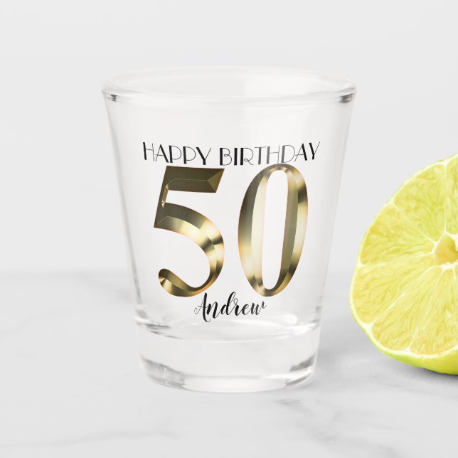 Vaso De Chupito Oro metálico de 50 años (Anverso)