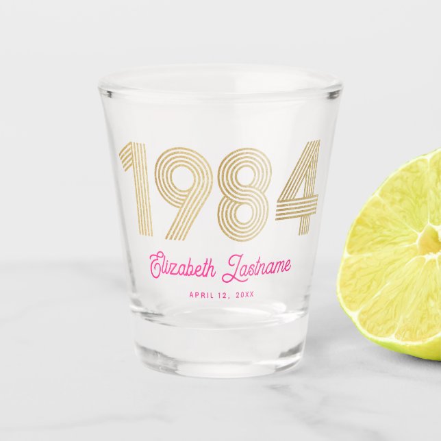 Vaso De Chupito Oro Rosado 1984 40 cumpleaños (Anverso)