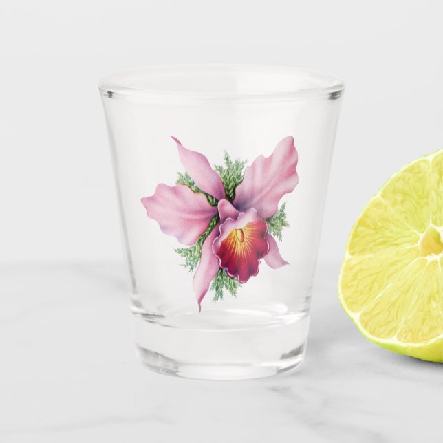 Vaso De Chupito Orquídea rosa (Anverso)