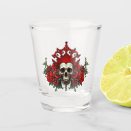 Vaso De Chupito Oscuridad real, corazón gótico y cráneo.