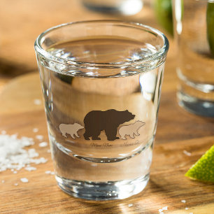 Vaso De Chupito Oso Mama Personalizado Con 2 Nombres De Niños Rega