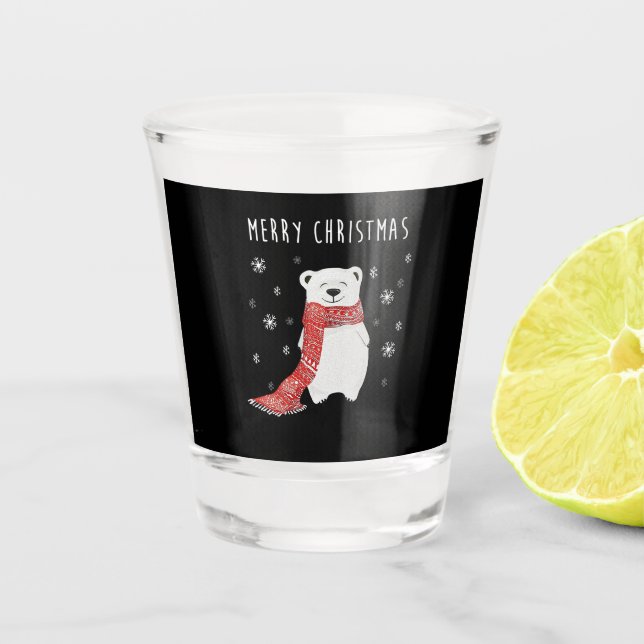 Vaso De Chupito Oso polar lindo Feliz Navidad (Anverso)
