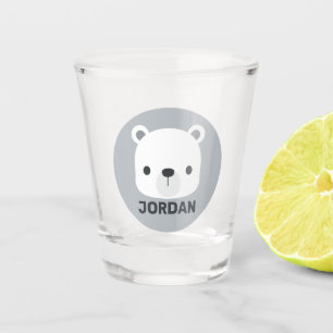 Vaso De Chupito Oso polar pequeño y corto con nombre personalizado
