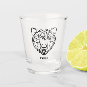 Vaso De Chupito Oso tribal blanco y negro