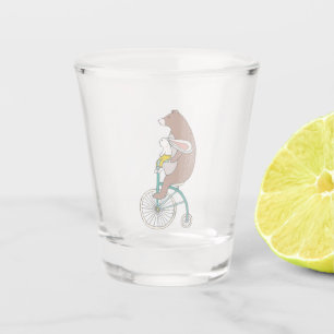 Vaso De Chupito Oso y conejo en bicicleta dibujos animados diverti