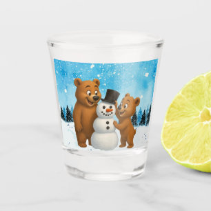 Vaso De Chupito osos lindos construyendo un muñeco de nieve