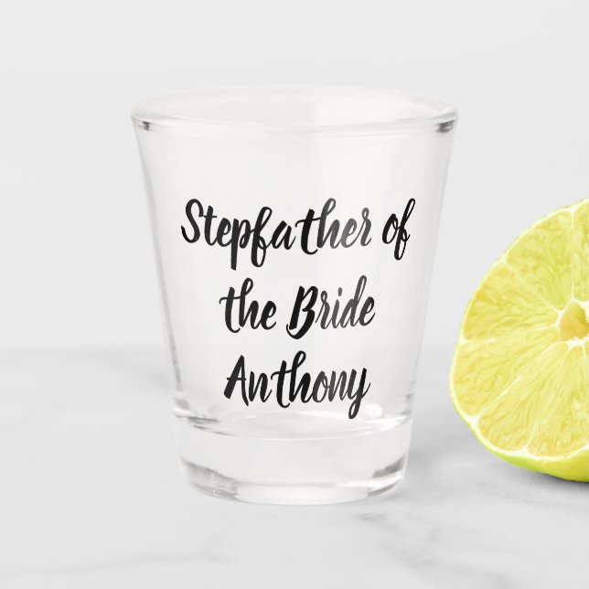 Vaso De Chupito Padre de cabeza del Boda de nombre personalizado n (Anverso)