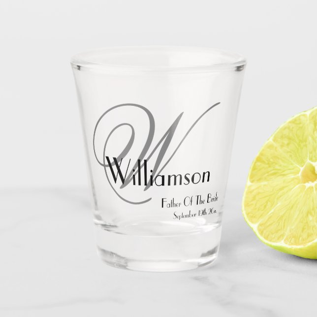 Vaso De Chupito Padre De La Novia Regalo Monograma Moderno Nombre  (Anverso)