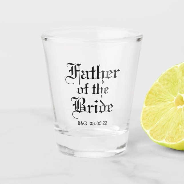 Vaso De Chupito Padre formal del vidrio de disparo de novia (Anverso)