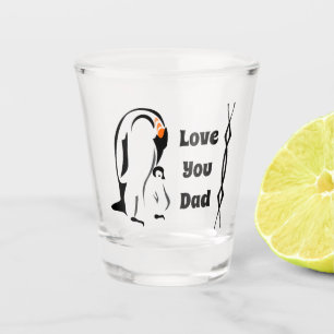 Vaso De Chupito Padre pingüino emperador de pie con hijo