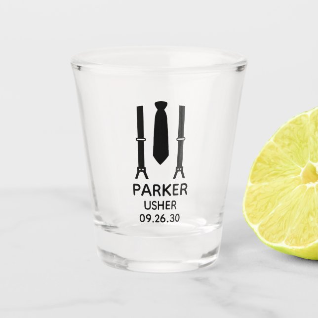Vaso De Chupito Padrino de Corbata Negra (Anverso)