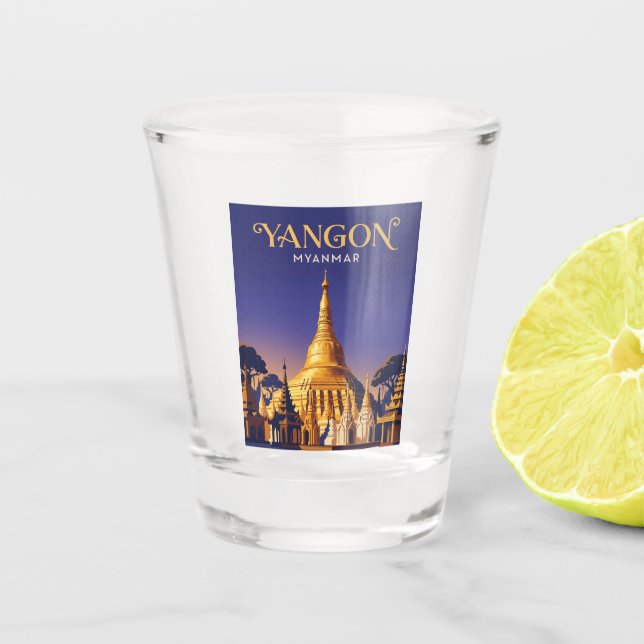 Vaso De Chupito Pagoda Shwedagon Myanmar (Anverso)
