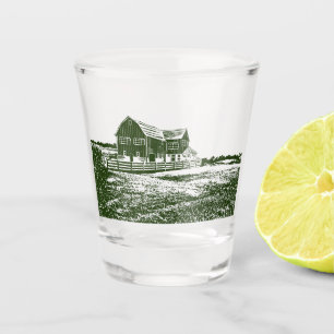 Vaso De Chupito Paisaje campestre estilo madera casa de campo