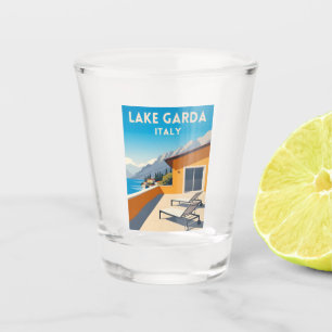Vaso De Chupito Paisaje de Retro Vintage Lake Garda Italia