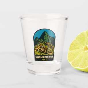 Vaso De Chupito Paisaje Retro Vintage de Viaje Machu Picchu Perú