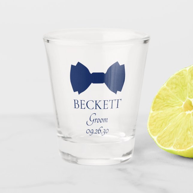 Vaso De Chupito Pajarita Azul para el Novio  (Anverso)