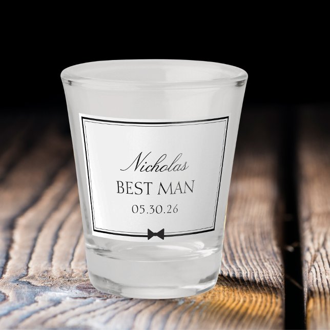 Vaso De Chupito Pajarita Clásica Personalizada Mejor Amigo (Kick off wedding vibes with this personalized shot glass! Perfect best man gift for the big day.)